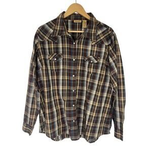 Wrangler Men Western Pearl Snap Shirt Long Sleeve Cowboy Button-Up Size XXL